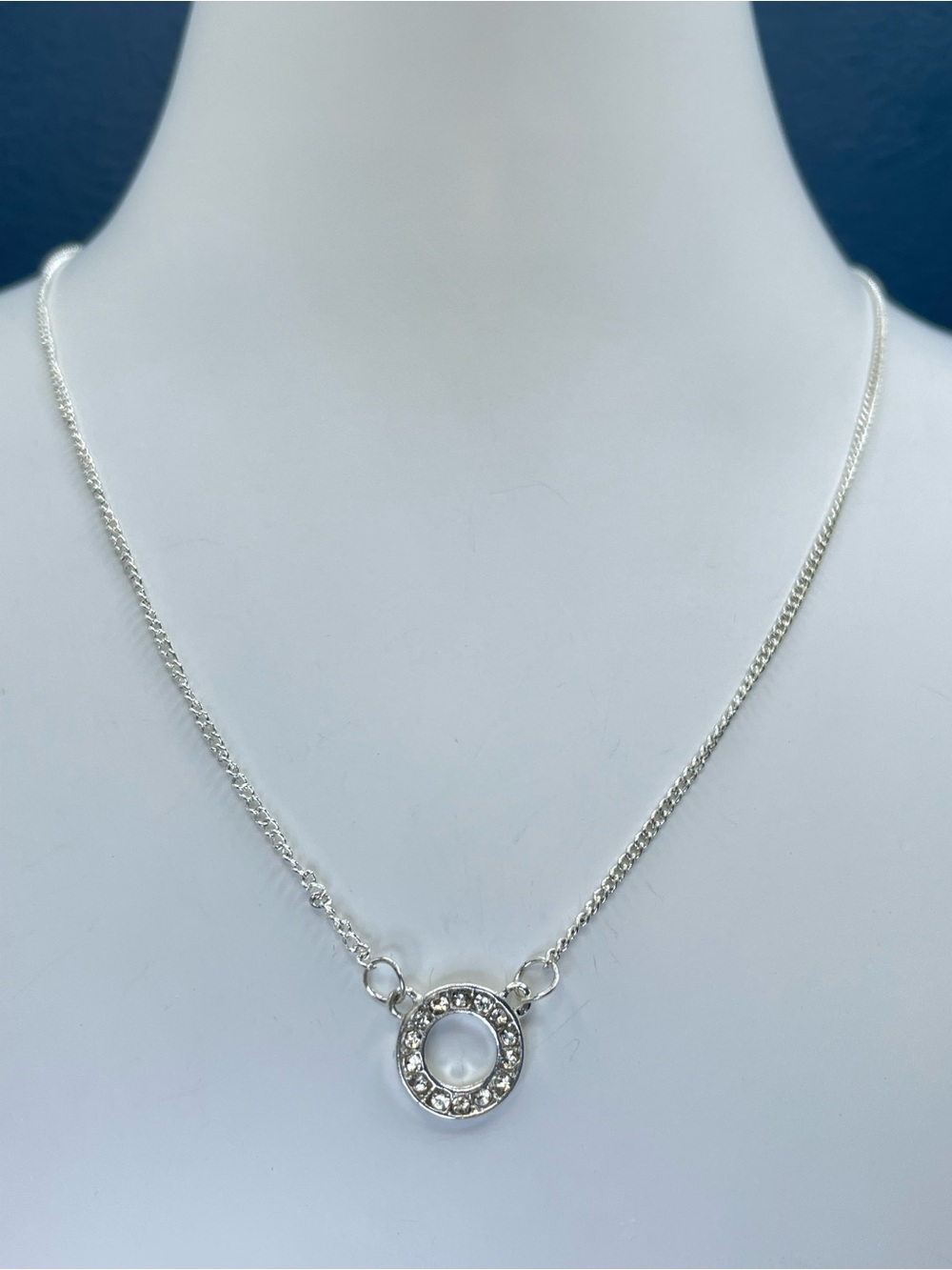 Swarovski Crystal Elements White Crystal Minimalist Circle Pendant Necklace